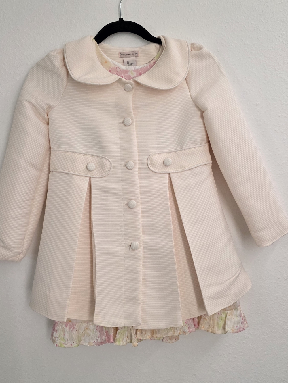 Catherine Malandrino Girls Pink Coat Dress Set Spring Floral Formal Outfit Sz 7